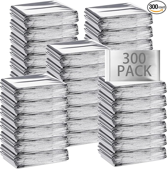 Emergency Blanket Bulk Mylar Survival Thermal Blankets Pack Silver Foil Reflective Blankets for Cold Outdoors Camping Hiking First Aid Shelter Space Emergency Supplies Blanket Set