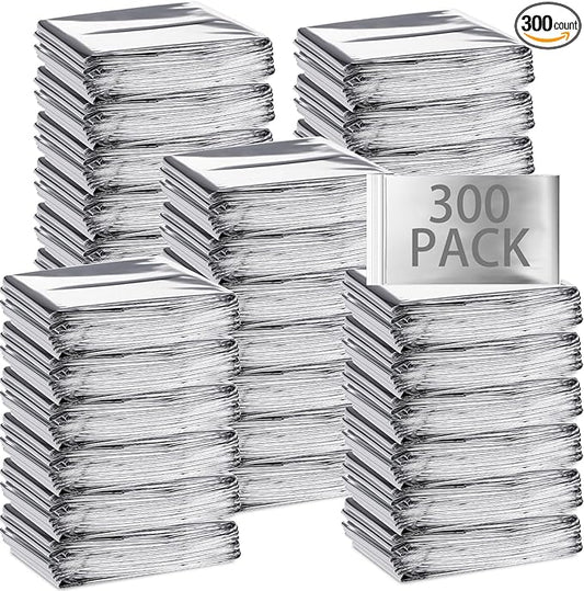 Emergency Blanket Bulk Mylar Survival Thermal Blankets Pack Silver Foil Reflective Blankets for Cold Outdoors Camping Hiking First Aid Shelter Space Emergency Supplies Blanket Set