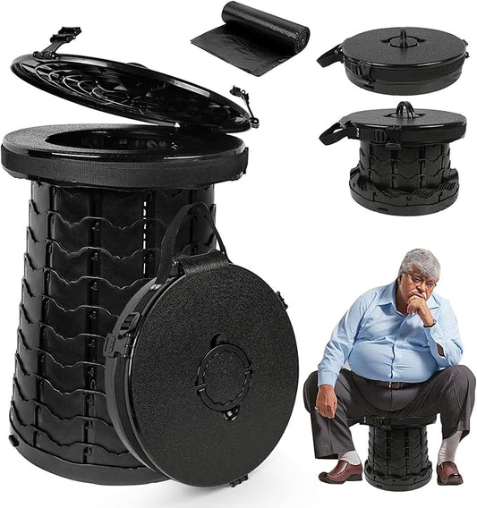 Portable Toilet for Adults, 19.7"H Adjustable Toilet for Camping, Portable Travel Toilets with Lid for Adults Kids, Upgrade Foldable Potty Toilet for Outdoor/Hiking/Camping/Car