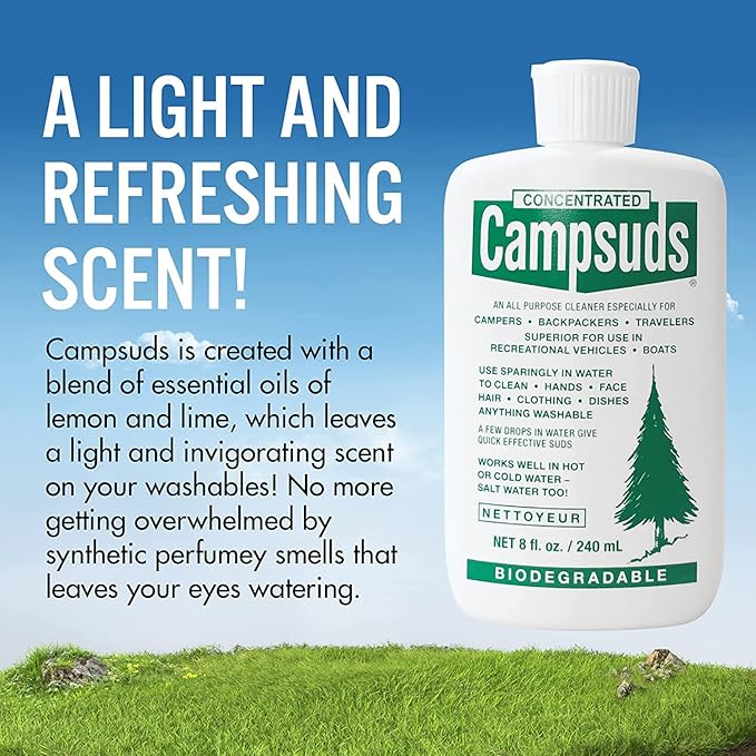 Sierra Dawn Campsuds Outdoor Soap Biodegradable Environmentally Safe All Purpose Cleaner, Camping Hiking Backpacking Travel Camp (8oz)