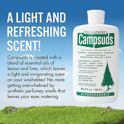 Sierra Dawn Campsuds Outdoor Soap Biodegradable Environmentally Safe All Purpose Cleaner, Camping Hiking Backpacking Travel Camp (8oz)
