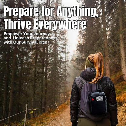 Survival Kit with Storage Case, Tactical Equipment for Camping, Backpacking, Adventures and More, Gift for Man, Dad, Husband (Black, 142 Pieces)