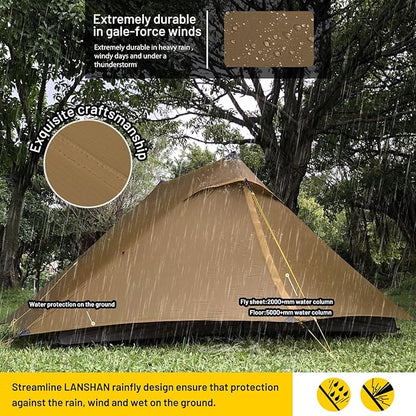 LANSHAN Ultralight Tent 3-Season Backpacking Tent for 1-Person or 2-Person Camping, Trekking, Kayaking, Climbing, Hiking