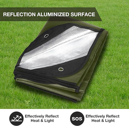 RedSwing 6 Pack Heavy Duty Waterproof Emergency Thermal Tarp, Insulated Survival Blanket for Outdoor Camping, Hiking, and Emergency Shelter, Green