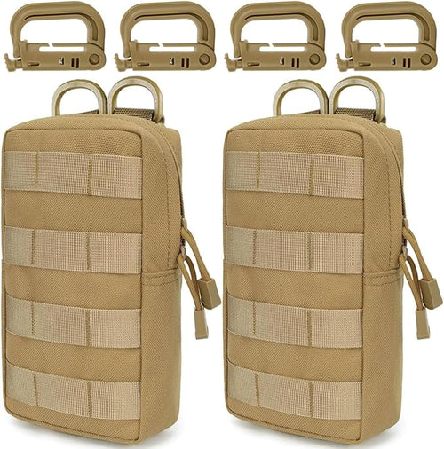 MUCHER 2 Pack Molle Pouches Tactical Pouches EDC Pouch Organizer Molle Bag Utility Pouch with 4 Carabiners for Outdoor Hiking Hunting Camping Training
