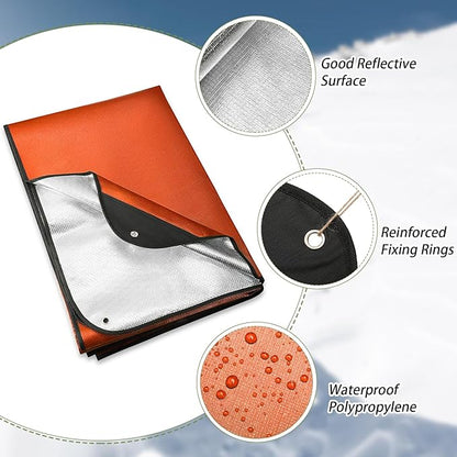 Kanayu 4 Pcs Emergency Blankets Thermal Survival Blankets 82 x 60 Inch, Heavy Duty Emergency Poncho Tarp Reusable Waterproof Emergency Blanket for Car, Camping, Hiking(Olive Green, Orange)