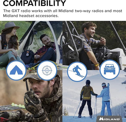 Midland – Handheld GMRS 50 Channel Two-Way Radio - Long Range Walkie Talkies with Rechargeable Batteries - GXT1050VP4 - Hiking Hunting Camping Gear – Boom Mic headsets - Mossy Oak Camo – Combo 2 Pack
