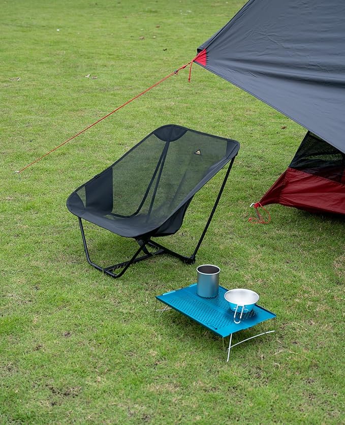 iClimb Mini Solo Folding Table Ultralight Compact for Backpacking Camping Hiking Beach Picnic (Blue - S)
