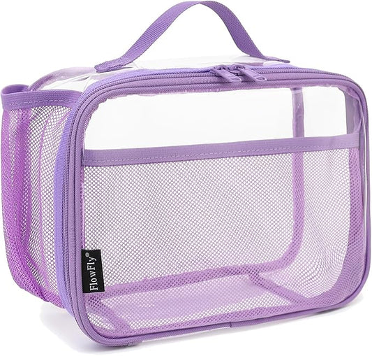 FlowFly Kids Lunch box Insulated Soft Bag Mini Cooler Back to School Thermal Meal Tote Kit for Girls, Boys,ClearPurple