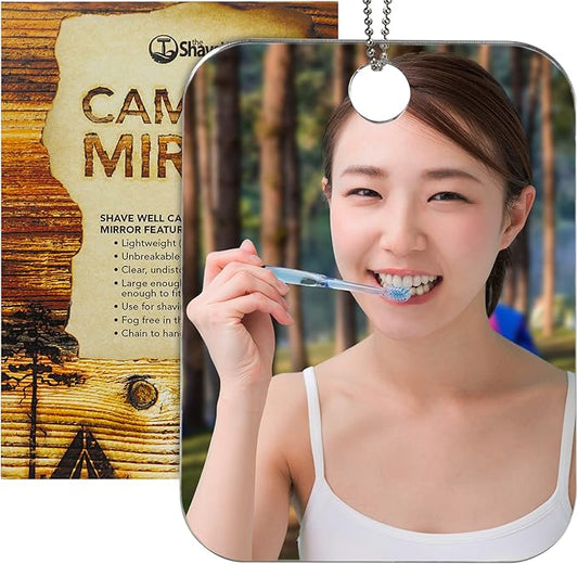 Anti-Fog Camping Mirror for Shower, Shaving, Signaling, and More | Fogless Bathroom Shower Mirror for Shower, Hiking, Backpacking, Outdoors | Hanging Shower Mirror with Chain
