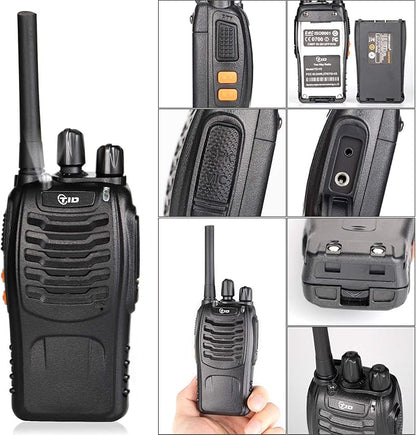 TIDRADIO TD-V2 Walkie Talkies for Adults Long Range, Rechargeable Two Way Radios with Secret Service Earpiece, 16CH Portable Durable Flashlight VOX Walky Talky(Black, 6 Pack)