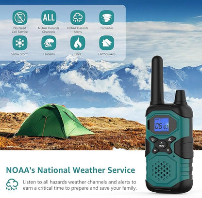 Walkie Talkies for Adults Rechargeable Long Range 6 Pack, Family 2 Way Radio NOAA Walkie-Talkie with Earpiece USB Cable 4500mAh Battery for Farm Warehouse Working Camping Hiking Hunting Cruise