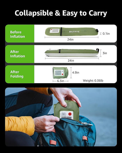 Solar Camping Lights Rechargeable, 3 Lighting Modes, IP66 Waterproof Inflatable Lamp for Hiking, Backpacking, Survival, Collapsible Tent Lights for Camping, Portable Lanterns for Power Outage
