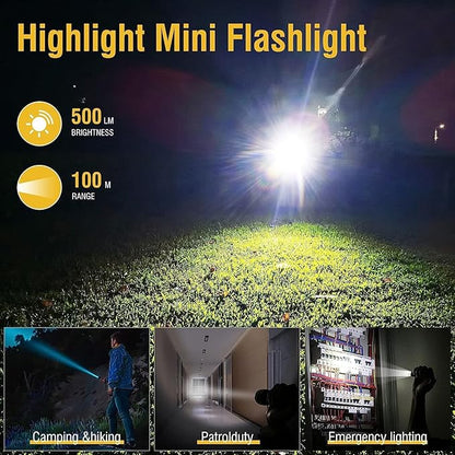 Mini Flashlight, 900 High Lumen Keychain EDC Flashlight, Super Bright Pocket USB Rechargeable Small Tactical Handheld LED Flash Light with Magnetic Waterproof for Camping, Hiking, Emergencies