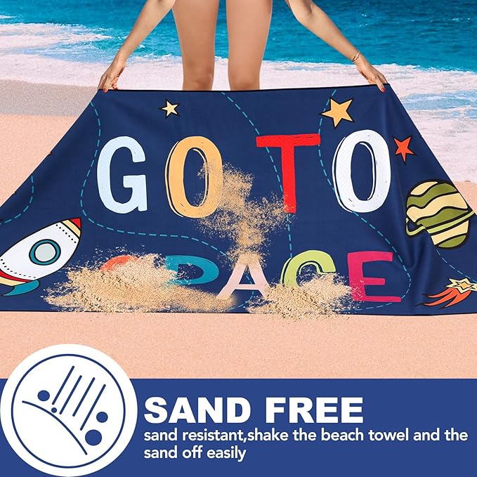2 Pack Microfiber Beach Towel, Kids' Microfiber Pool Towel 58”x 28”, Sand-Free Beach Towel, Quick Drying Camping Towel, Super Absorbent Bath Towel Blanket, Soft Breathable and Lightweight