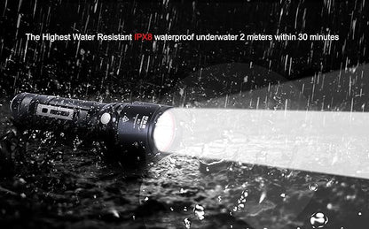 Small Tactical Flashlight, Waterproof, Military Grade, 900 Lumen, 5.51 in Length, 4.5oz Weight, Dual Switch, 18650 Battery (Not Included), 1 Year Free Replacement