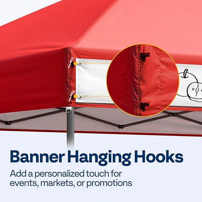 VIVOHOME 8x8ft Pop Up Canopy Tent One Push Setup Outdoor Portable Shelter Tent Heavy Duty with Wheel Carry Bag and 4 Sandbags, Red