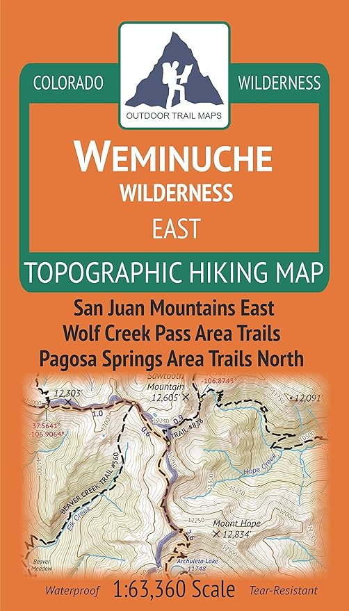 Outdoor Trail Maps Weminuche Wilderness East - Colorado Topographic Hiking Map (2019)