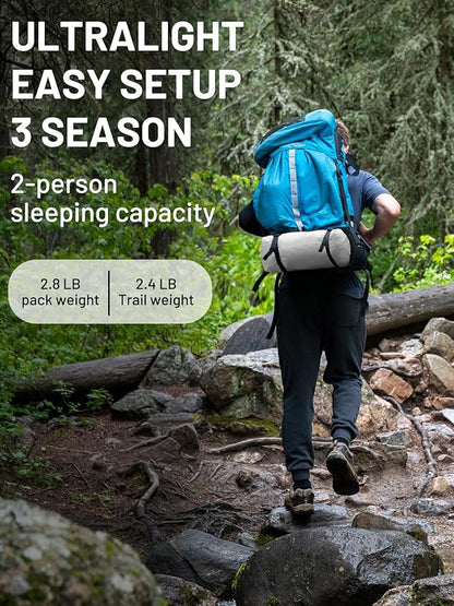 LANSHAN Ultralight Tent 3-Season Backpacking Tent for 1-Person or 2-Person Camping, Trekking, Kayaking, Climbing, Hiking