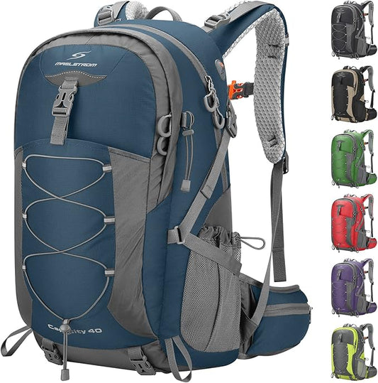 Maelstrom Hiking Backpack,Camping Backpack,40L Waterproof Hiking Daypack with Rain Cover,Lightweight Travel Backpack,Blue