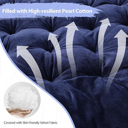 RedSwing XL Cot Mattress Pad, Cot Pads for Camping, 1.5''/3.2'' Thick Cotton Camping Cot Mattress Pads, Soft and Comfortable, Blue/Grey