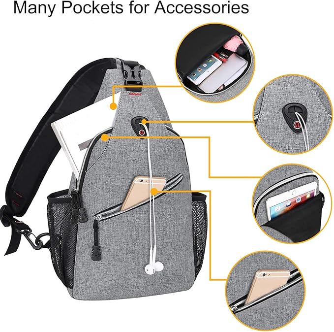 MOSISO Rope Sling Backpack (Up to 13 inch), Multipurpose Crossbody Chest One Shoulder Outdoor Travel Hiking Daypack