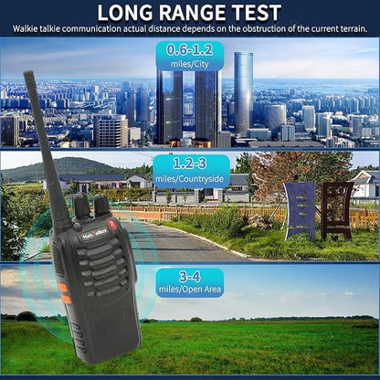 Walkie-Talkies Long Range Two-Way Radios: Rechargeable Walkie Talkies for Adults, Walky Talky VOX Walkie Talkie Earpiece with Mic 2 Way Radio with Flashlight and Charger for Business Family(4 Pack)