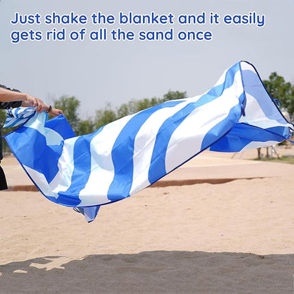 Beach Blanket Sandproof, Extra Large Beach Mat 80"*80" for 1-8 Persons,Waterproof Outdoor Picnic Blankets, Lightweight Beach Essentials for Camping,Traveling,Hiking (Dark Blue, 80"*80")