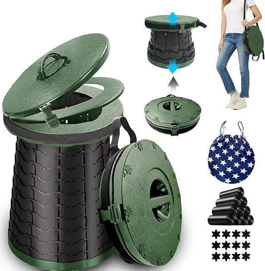 Portable Toilet for Camping Portable Folding Toilet with Carry Bag, Retractable Travel Toilet Foldable Stool Camping Toilet for Adults Kids, Height Adjustable & Sturdy Capacity 880 Lbs