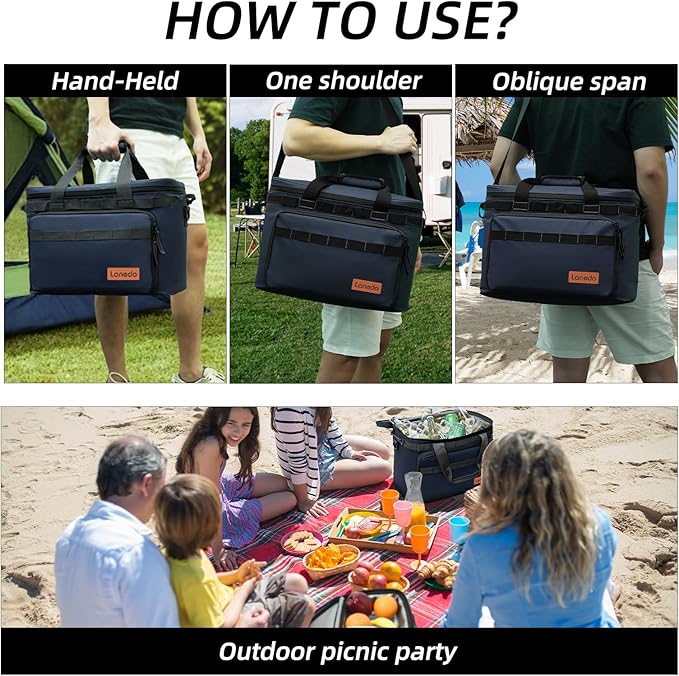 Deep Freeze Cooler Soft Sided Cooler Bag, 34 Can Collapsible Insulated Ice Chest, Large Leakproof Camping & Travel Cooler for Kayaking & Beach
