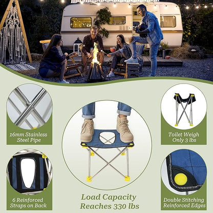 Upgrade XL Portable Toilet Camping Toilet,Foldable Travel Toilet Sturdy Stainless Steel Frame Portable Toilet for Camping,Hiking,Boating,Outdoor,Home