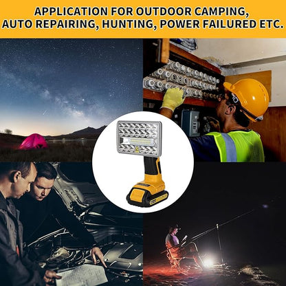 YEX-BUR 2000LM LED Work Light for Dewalt 20V Battery, 18W LED Floodlight Flashlight with USB-A Fast Charging Port for Jobsite, Car Repairing, Camping, Emergency