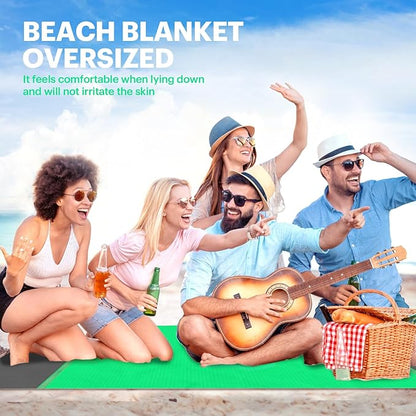 EASYFUN Beach Blanket Sandproof Oversized, 79''×83'' Extra Large Beach Mat, Portable Picnic Mat for Travel Camping Hiking, Lightweight Beach Essentials Family Water Resistant Mat Nylon 210T