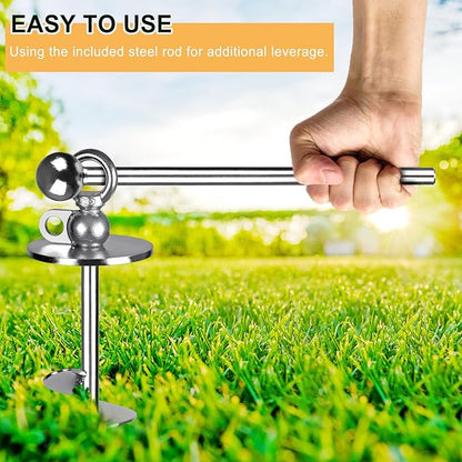 15 Inch Dog Tie Out Stake, Heavy Duty Dog Anchor for Dogs up to 220lbs, No Tangle, Easy to Install and Remove, Ideal for Yard, Camping, and Beach, 1 Pack (Silver)