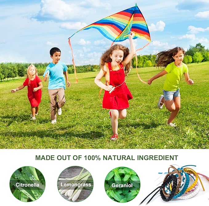 12 Pack Mosquito Repellent Bracelets, Solid Color Individually Wrapped Leather Insect & Bug Repellent Wrist Bands for Kids & Adults Outdoor Camping Fishing Traveling
