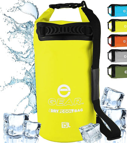 Dry Bag Floating Cooler - Roll Top Insulated Backpack – Portable, Collapsible, Waterproof with Padded Shoulder Strap - Perfect for Kayaking Fishing Beach Hiking -15L