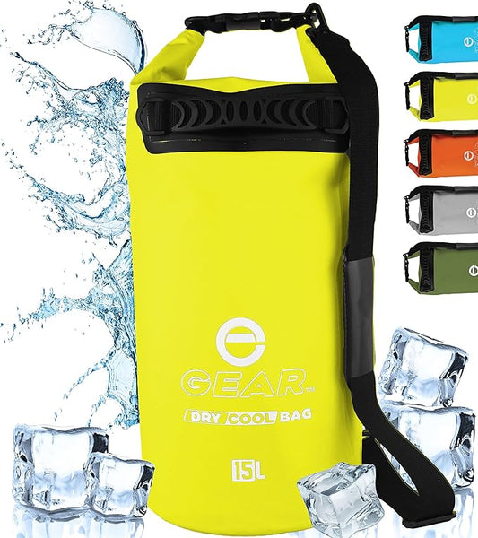 Floating Cooler Bag Roll Top Insulated Dry Backpack – Leak Proof, Collapsible, Waterproof Cooler with Padded Shoulder Strap - Perfect for Kayaking Fishing Beach Hiking -15L