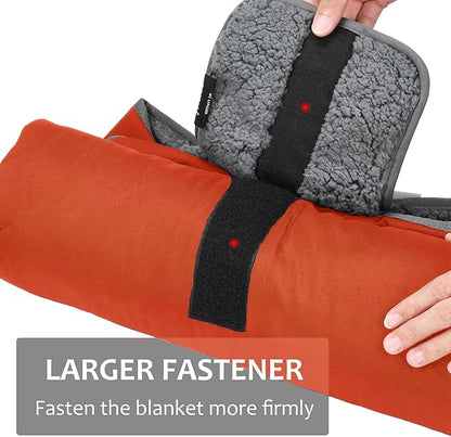 Tirrinia Outdoors Waterproof Throw Blanket, Sherpa Fleece Stadium Windproof Mat for Camping, Picnic, Traveling, Boat, Football - Machine Washable, Orange