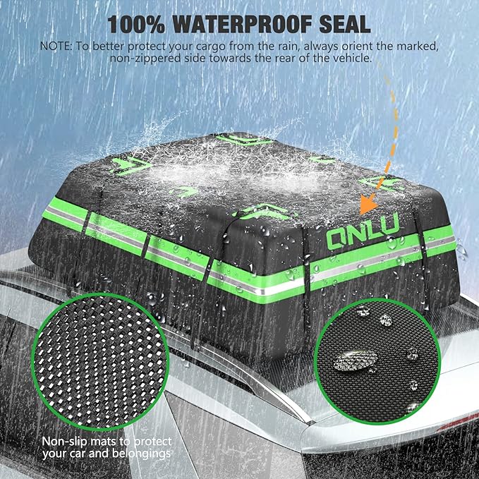 Rooftop Cargo Carrier Bag 20 Cubic Feet Soft-Shell Waterproof Car Roof Luggage Bag Rooftop Cargo Bag with Anti-Slip Mat + 8Reinforced Straps + 4Door Hooks Suitable for All Vehicle with/Without Racks
