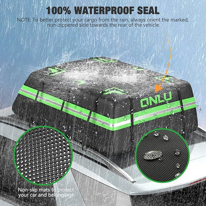Rooftop Cargo Carrier Bag 20 Cubic Feet Soft-Shell Waterproof Car Roof Luggage Bag Rooftop Cargo Bag with Anti-Slip Mat + 8Reinforced Straps + 4Door Hooks Suitable for All Vehicle with/Without Racks