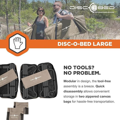 Disc-O-Bed Portable Cam-O-Bunk Bed, Large 2 Adult Sleeping Cot for Camping, Tan