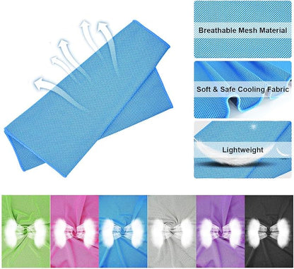 Cooling Towel,Vofler [6 Pack] Cool Towels Microfiber Chilly Ice Cold Head Band Bandana Neck Wrap (40"x 12") for Athlete Men Women Youth Kids Dogs Yoga Outdoor Golf Running Hiking Sports Camping Travel