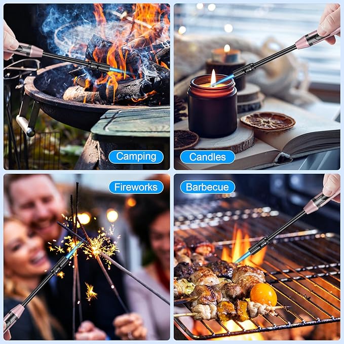 Torch Lighter Refillable Butane Lighter Long Flexible Neck Multipurpose Lighter for Candles Grill BBQ Fireplaces Kitchen Camping (No Prefilled)