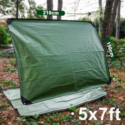 Thermal Tarp Survival Shelter Insulated Blanket Reflective 4×7 Ft, All-Weather Space Blankets Emergency Foil Mylar Thermal Blanket for Outdoor Car, Camping, Hiking and Shelter - Green
