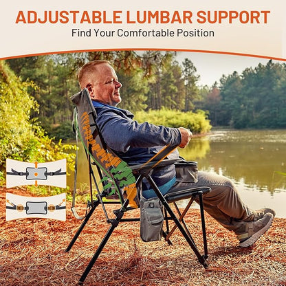 TIMBER RIDGE Oversized Heated Camping Chair with Lumbar Support, Portable Folding High Back Chair Heavy Duty for Adults Supports 450 LBS for Outdoor Camping, Lawn, 2 Pack