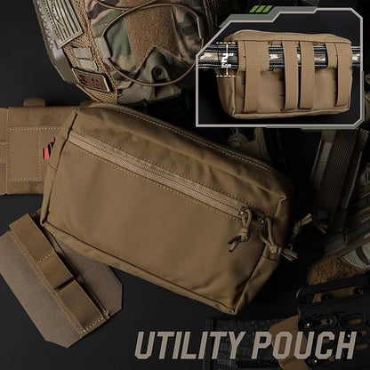 WYNEX Tactical Molle GP Admin Pouch, Molle General Purpose Pouch EDC Molle Utility Tool Pouch Organizer Military Multi Purpose Bag Modular Pouches Cummerbund Belt Pouch with Hook and Loop Insert Panel