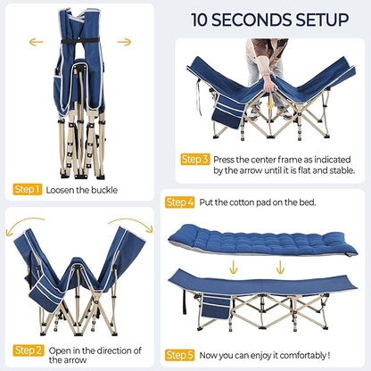 Yaheetech Folding Camping Cot Portable Outdoor Bed for Adults w/Mat & Storage Bag & Carry Bag, Heavy Duty Cots for Outdoor Travel & Office/Home Nap