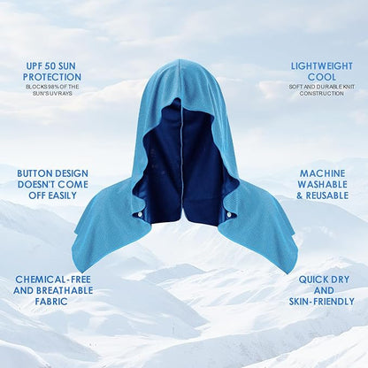 3 Pack Cooling Hoodie Towels for Neck and Face, UPF 50 Sun Protection & Instant Cooling, Ice Towels for Hot Weather, Soft Breathable Towel for Sport, Work Out, Gym, Camping & More Activities