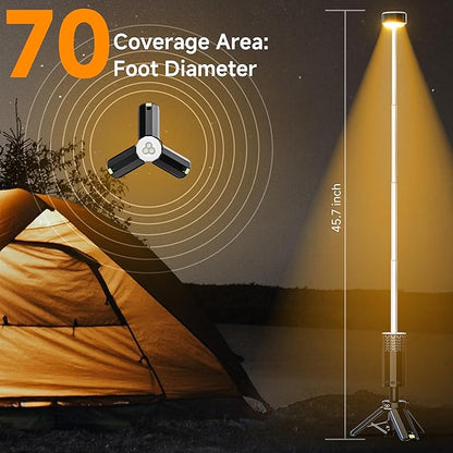 Rechargeable 20000mAh Camping Light, Telescopic Camping Lights, Collapsible Magnetic Camping Lantern with Stand IPX6 Waterproof Flashlights, Camping Lamp for Emergency, Hiking (Black)