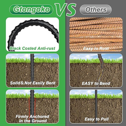 Gtongoko Trampolines Wind Stakes 12 Pack 12 Inch,Heavy Duty U Shaped Rebar Tent Stakes Ground Anchors Galvanized Steel Safety Trampoline Anchors for Camping Tents, Soccer Goals